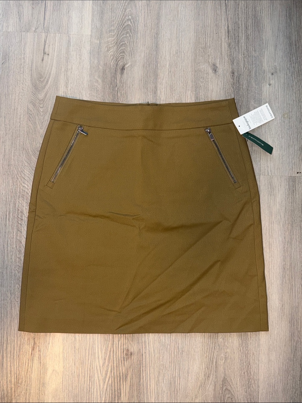 Simons Olive Green Pencil Skirt with Zip Pockets